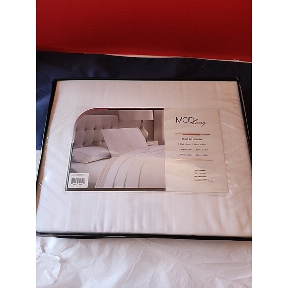 MODERN LIVING True White TWIN SHEET SET NEW Smo 6408 - Picture 7 of 9